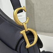 Dior Mini Saddle Bag with Strap Navy Grained Calfskin - 19x15x6cm - 5