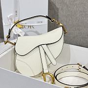 Dior Mini Saddle Bag with Strap White Grained Calfskin - 19x15x6cm - 1