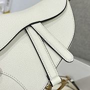 Dior Mini Saddle Bag with Strap White Grained Calfskin - 19x15x6cm - 6