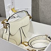 Dior Mini Saddle Bag with Strap White Grained Calfskin - 19x15x6cm - 4