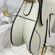 Dior Mini Saddle Bag with Strap White Grained Calfskin - 19x15x6cm - 2