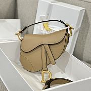 Dior Mini Saddle Bag with Strap Dark Beige Grained Calfskin - 19x15x6cm - 1