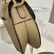 Dior Mini Saddle Bag with Strap Dark Beige Grained Calfskin - 19x15x6cm - 3