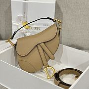 Dior Mini Saddle Bag with Strap Dark Beige Grained Calfskin - 19x15x6cm - 6