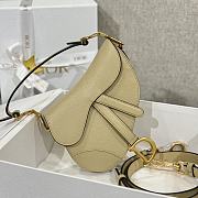 Dior Mini Saddle Bag with Strap Beige Grained Calfskin - 19x15x6cm - 5