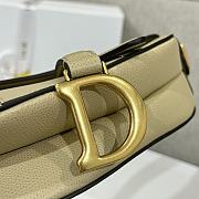 Dior Mini Saddle Bag with Strap Beige Grained Calfskin - 19x15x6cm - 4