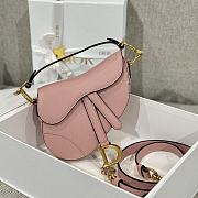 Dior Mini Saddle Bag with Strap Pink Grained Calfskin - 19x15x6cm - 1