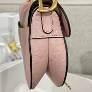 Dior Mini Saddle Bag with Strap Pink Grained Calfskin - 19x15x6cm - 5