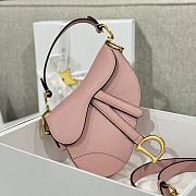 Dior Mini Saddle Bag with Strap Pink Grained Calfskin - 19x15x6cm - 4