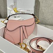 Dior Mini Saddle Bag with Strap Pink Grained Calfskin - 19x15x6cm - 3