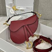 Dior Mini Saddle Bag with Strap Red Grained Calfskin - 19x15x6cm - 1