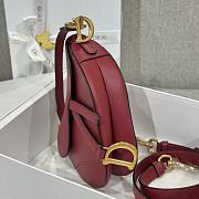 Dior Mini Saddle Bag with Strap Red Grained Calfskin - 19x15x6cm - 2