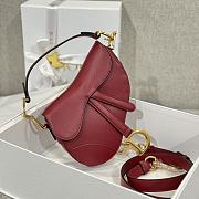 Dior Mini Saddle Bag with Strap Red Grained Calfskin - 19x15x6cm - 3