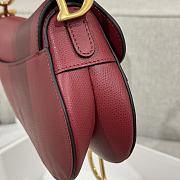 Dior Mini Saddle Bag with Strap Red Grained Calfskin - 19x15x6cm - 4