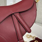 Dior Mini Saddle Bag with Strap Red Grained Calfskin - 19x15x6cm - 5