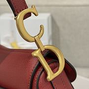 Dior Mini Saddle Bag with Strap Red Grained Calfskin - 19x15x6cm - 6