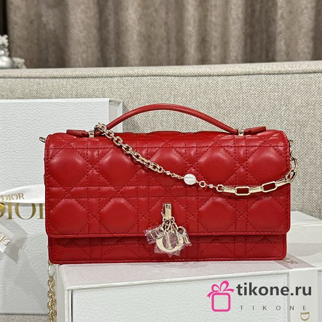 My Dior Mini Bag Red Cannage Lambskin - 21x11.5x4.5cm - 1