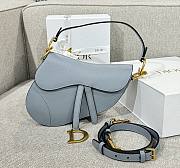 Dior Saddle Bag with Strap Light Blue Grained Calfskin - 25.5x20x6.5cm - 1