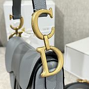 Dior Saddle Bag with Strap Light Blue Grained Calfskin - 25.5x20x6.5cm - 6