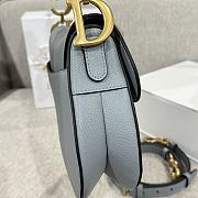 Dior Saddle Bag with Strap Light Blue Grained Calfskin - 25.5x20x6.5cm - 5