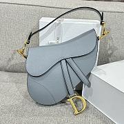 Dior Saddle Bag with Strap Light Blue Grained Calfskin - 25.5x20x6.5cm - 4