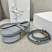 Dior Saddle Bag with Strap Light Blue Grained Calfskin - 25.5x20x6.5cm - 3