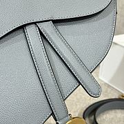 Dior Saddle Bag with Strap Light Blue Grained Calfskin - 25.5x20x6.5cm - 2