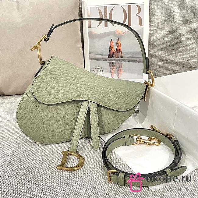 Dior Saddle Bag with Strap Light Green Grained Calfskin - 25.5x20x6.5cm - 1