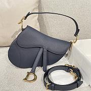 Dior Saddle Bag with Strap Dark Blue Grained Calfskin - 25.5x20x6.5cm - 1