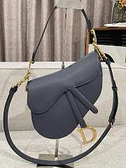 Dior Saddle Bag with Strap Dark Blue Grained Calfskin - 25.5x20x6.5cm - 2