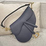 Dior Saddle Bag with Strap Dark Blue Grained Calfskin - 25.5x20x6.5cm - 3