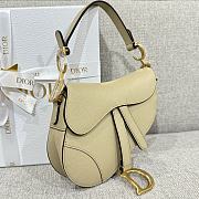 Dior Saddle Bag with Strap Beige Grained Calfskin - 25.5x20x6.5cm - 5