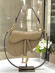 Dior Saddle Bag with Strap Dark Beige Grained Calfskin - 25.5x20x6.5cm - 1