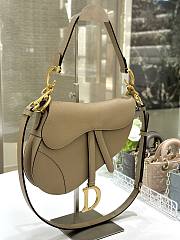 Dior Saddle Bag with Strap Dark Beige Grained Calfskin - 25.5x20x6.5cm - 6