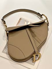 Dior Saddle Bag with Strap Dark Beige Grained Calfskin - 25.5x20x6.5cm - 3