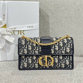 Dior 30 Montaigne East West Bag with Chain Blue Dior Oblique Jacquard - 21x12x6cm