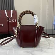 Gucci Mini Bamboo Top Handle Tote Bag Burgundy Shiny Leather - 16-27x14x11.5cm - 1