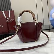 Gucci Mini Bamboo Top Handle Tote Bag Burgundy Shiny Leather - 16-27x14x11.5cm - 4