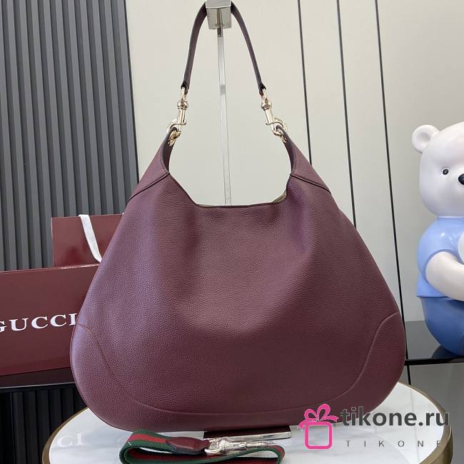 Gucci B Medium Shoulder Bag Burgundy Soft Grainy Leather - 49x46x4cm - 1