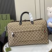 Gucci Medium GG Duffle Bag Beige And Ebony Canvas - 45x28x24cm - 1