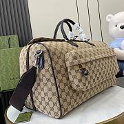 Gucci Medium GG Duffle Bag Beige And Ebony Canvas - 45x28x24cm - 3