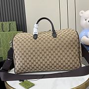 Gucci Medium GG Duffle Bag Beige And Ebony Canvas - 45x28x24cm - 5