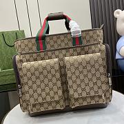 Gucci Original GG Medium Diaper Bag Beige And Ebony Canvas - 40x35x20cm - 3