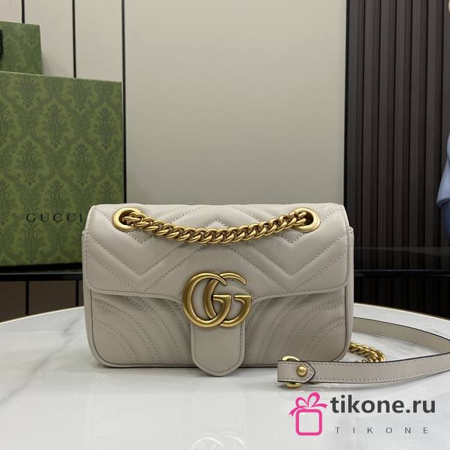 Gucci GG Marmont Mini Shoulder Bag Light Grey - 22x13x6cm - 1