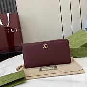 Gucci Zip Around Wallet  With Bamboo Burgundy - 19.5x11x3cm - 1