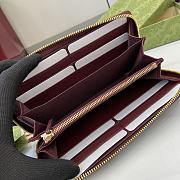 Gucci Zip Around Wallet  With Bamboo Burgundy - 19.5x11x3cm - 6