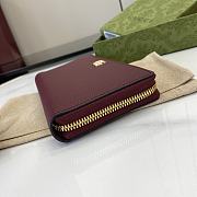 Gucci Zip Around Wallet  With Bamboo Burgundy - 19.5x11x3cm - 5