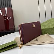 Gucci Zip Around Wallet  With Bamboo Burgundy - 19.5x11x3cm - 3