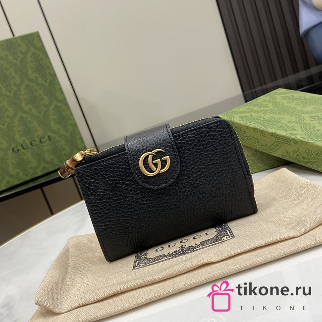 Gucci Medium Double G Wallet With Bamboo Black - 13x8.5x2cm - 1