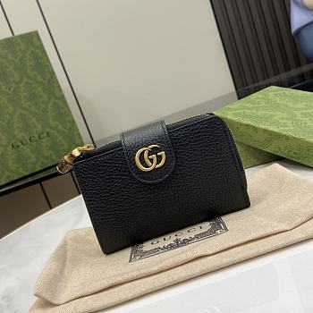 Gucci Medium Double G Wallet With Bamboo Black - 13x8.5x2cm